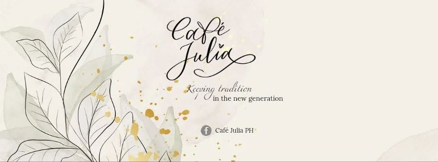 Café Julia botanical artwork in ivory, charcoal, and gold